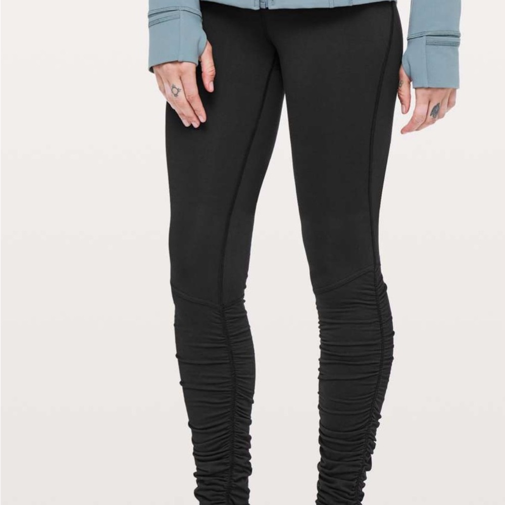 Lululemon Athletica Black Ruched Leggings